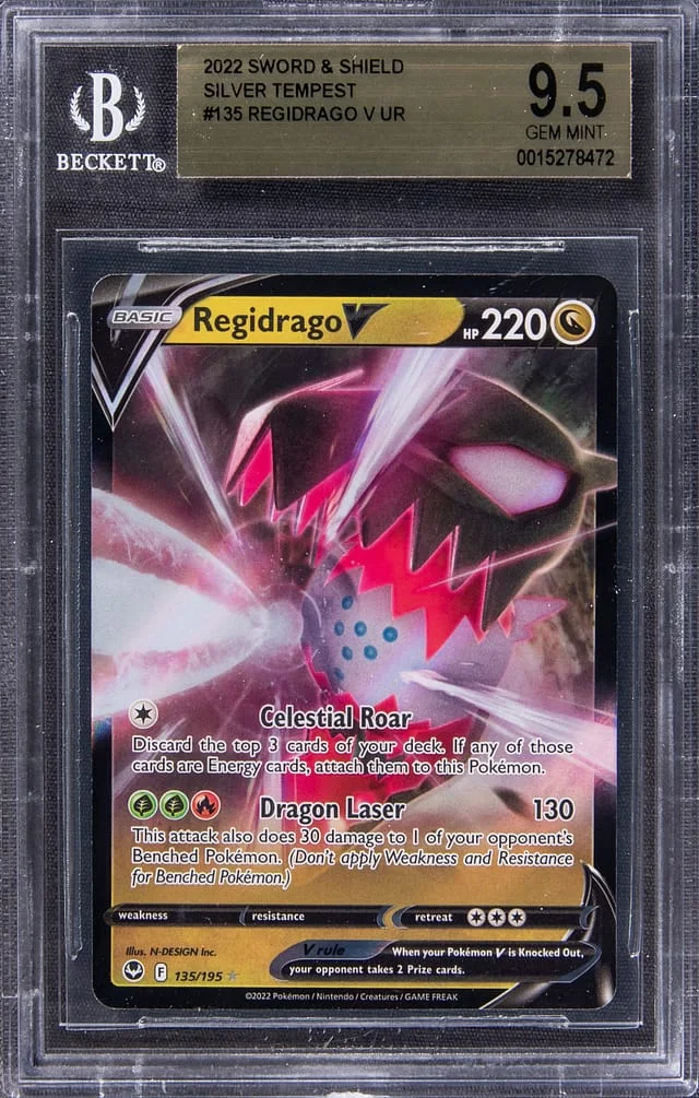 2022 Pokemon Sword & Shield Silver Tempest Regidrago V Ultra Rare #135 card image