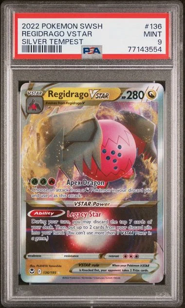 2022 Pokemon Sword & Shield Silver Tempest Regidrago Vstar #136 card image