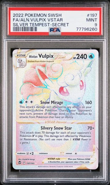 2022 Pokemon Sword & Shield Silver Tempest Secret Full Art/Alolan Vulpix Vstar #197 card image