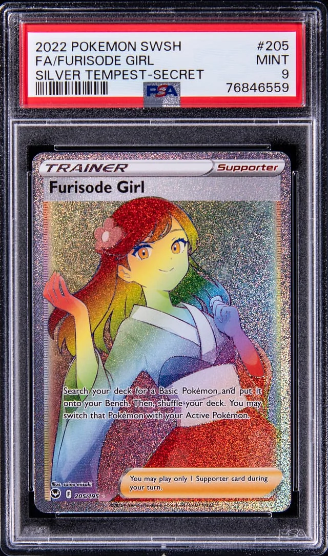 2022 Pokemon Sword & Shield Silver Tempest Secret Full Art/Furisode Girl #205 card image