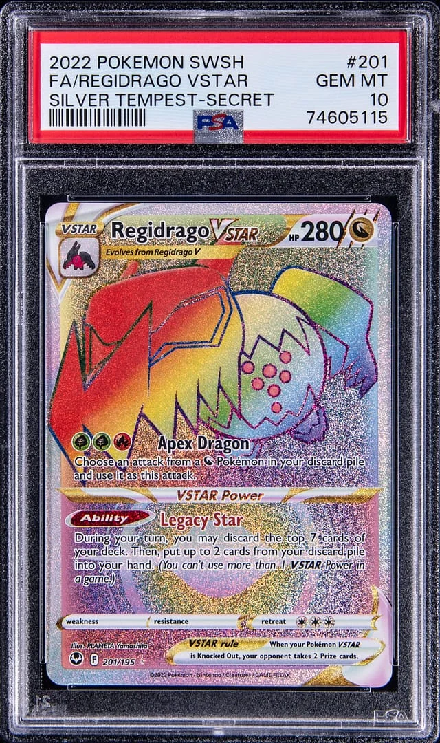 2022 Pokemon Sword & Shield Silver Tempest Secret Rare Full Art Regidrago VSTAR #201 card image