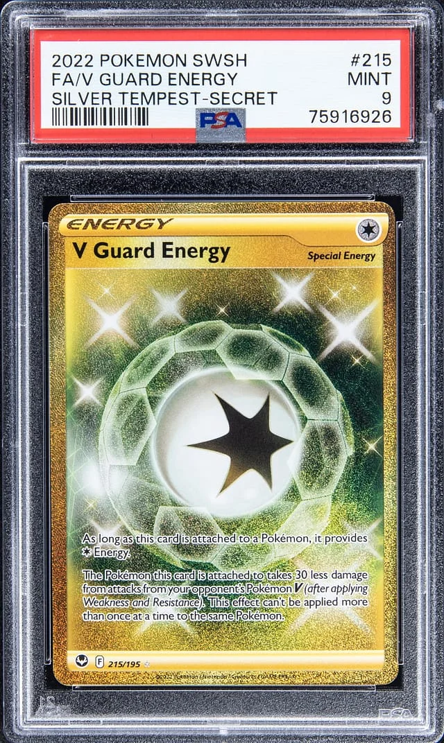 2022 Pokemon Sword & Shield Silver Tempest Secret Rare Full Art V Guard Energy #215 card image
