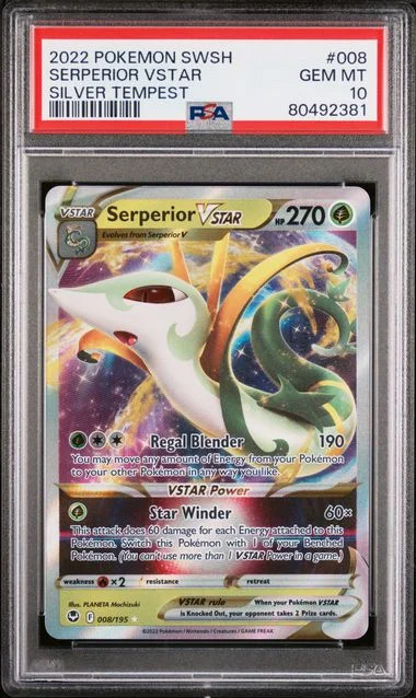 2022 Pokemon Sword & Shield Silver Tempest Serperior Vstar #008 card image