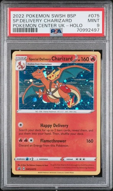 2022 Pokemon Swsh Black Star Promo Pokemon Center United Kingdom Holofoil Special Delivery Charizard #075 card image