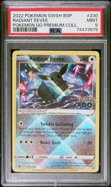 2022 Pokemon Swsh Black Star Promo Pokemon Go Premium Collection Radiant Eevee Radiant Eevee #230 card image
