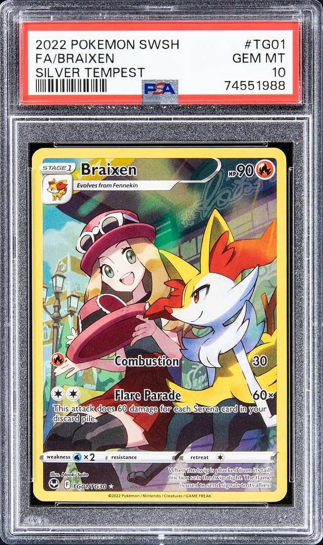 2022 Pokemon Swsh Full Art Silver Tempest Braixen #TG01 card image