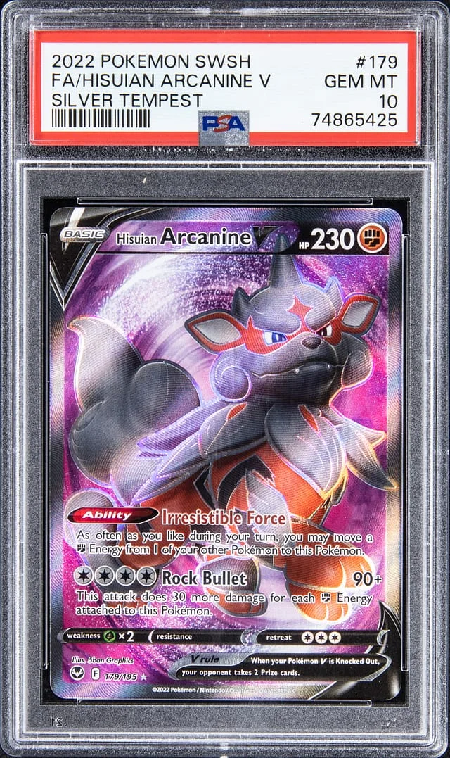 2022 Pokemon Swsh Full Art Silver Tempest Hisuian Arcanine V #179 card image