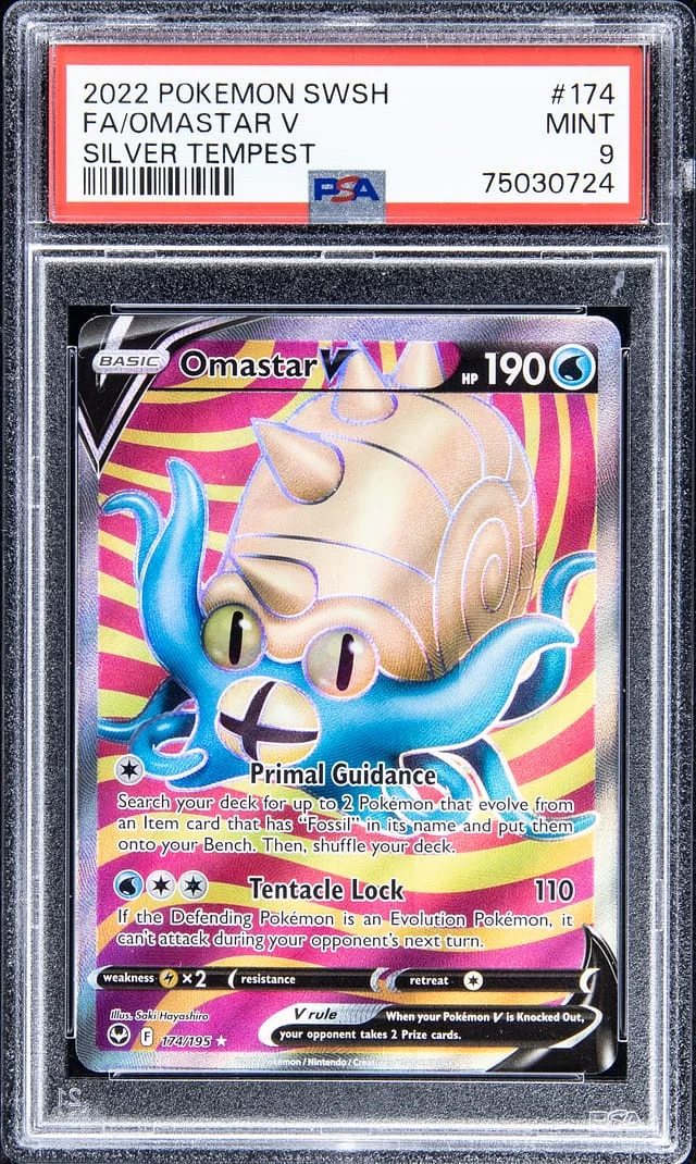 2022 Pokemon Swsh Full Art Silver Tempest Omastar V #174 card image
