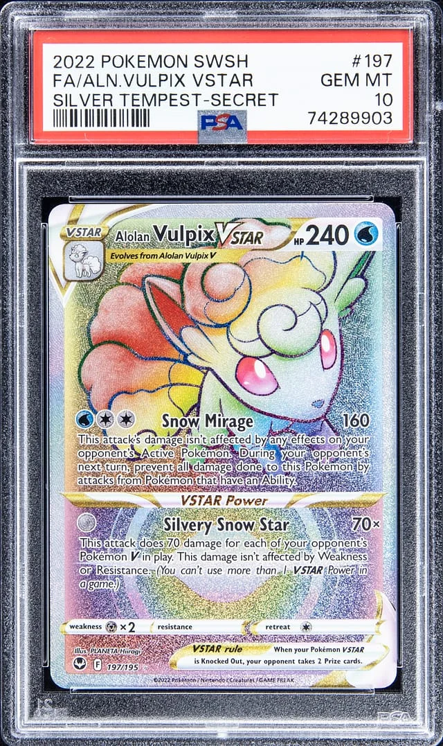 2022 Pokemon Swsh Full Art Silver Tempest - Secret Alolan Vulpix VSTAR #197 card image