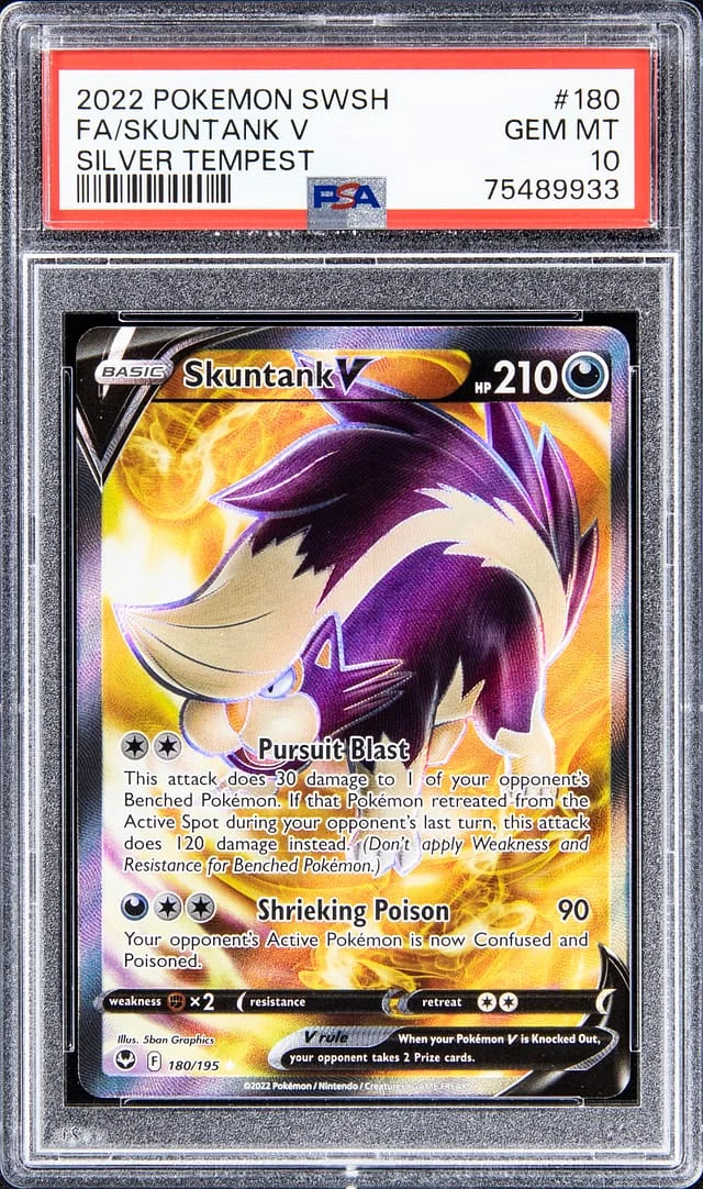 2022 Pokemon Swsh Full Art Silver Tempest Skuntank V #180 card image