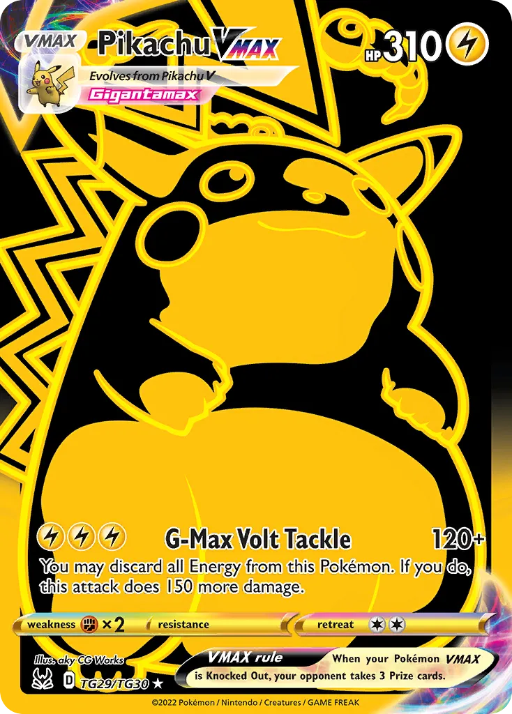 2022 Lost Origin Trainer Gallery Pikachu VMAX #TG29 Rare Secret card image
