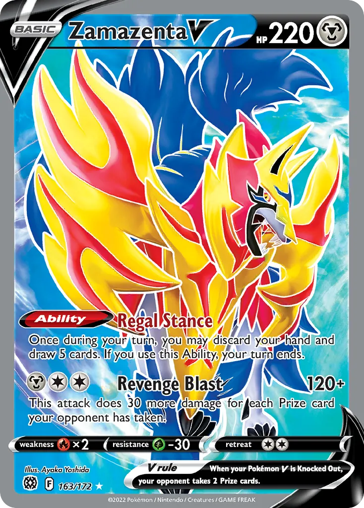 2022 Brilliant Stars Zamazenta V #163/172 Rare Ultra card image