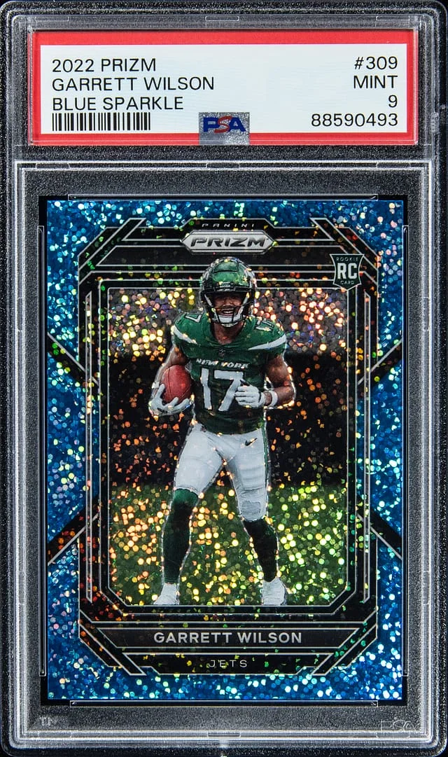 2022 Prizm Garrett Wilson Blue Sparkle #309 card image