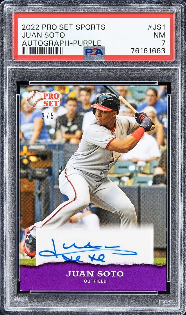 2022 Pro Set Sports Autograph-Purple Juan Soto #JS1 card image