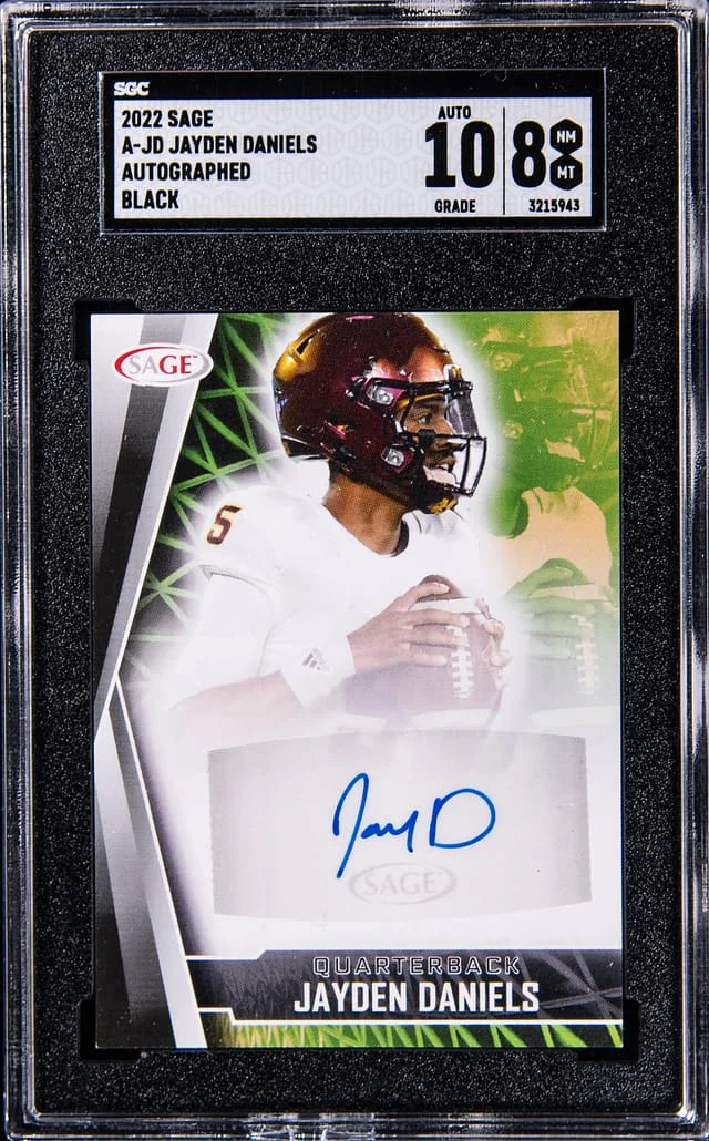 2022 Sage Autographed Black Jayden Daniels #A-JD card image