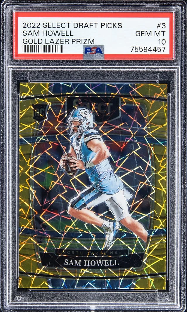 2022 Select Sam Howell Draft Picks Gold Lazer Prizm #3 card image