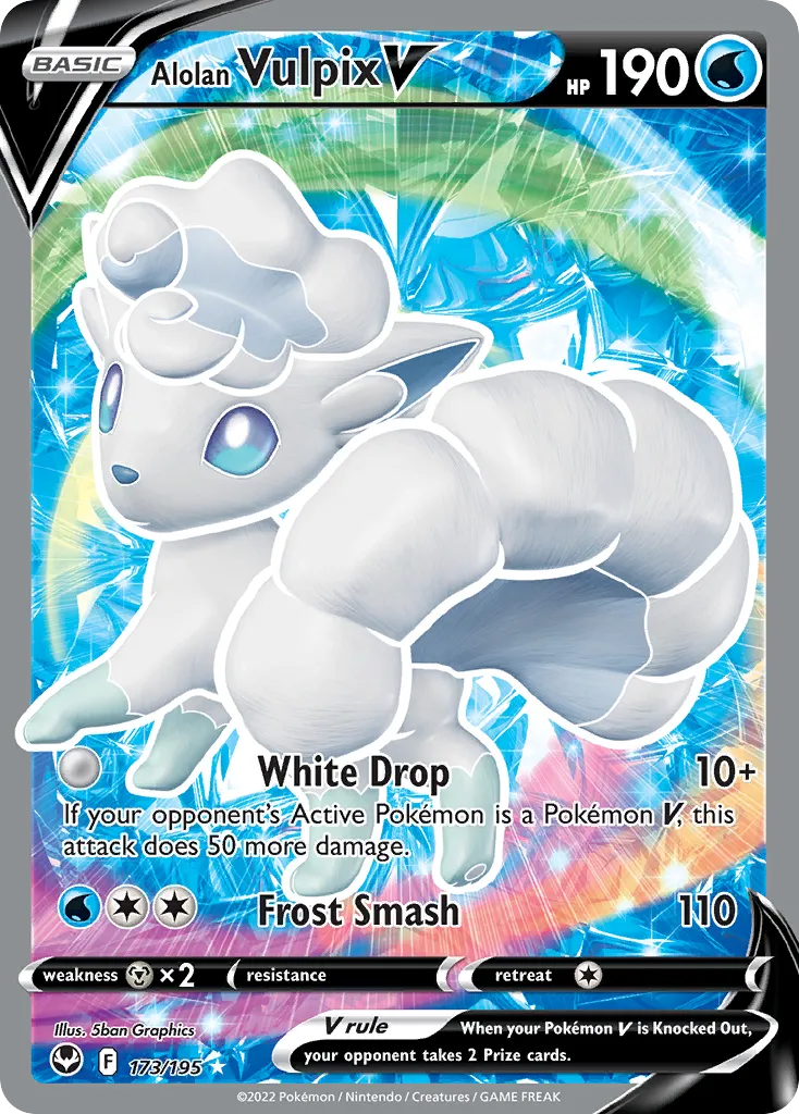 2022 Silver Tempest Alolan Vulpix V #173/195 Rare Ultra card image