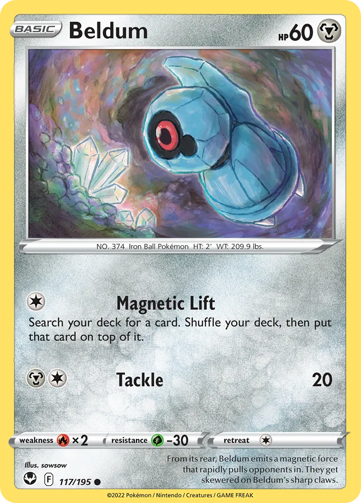 2022 Silver Tempest Beldum Common #117/195 Common card image
