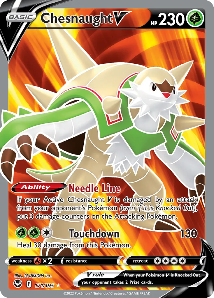 2022 Silver Tempest Chesnaught V #171/195 Rare Ultra card image