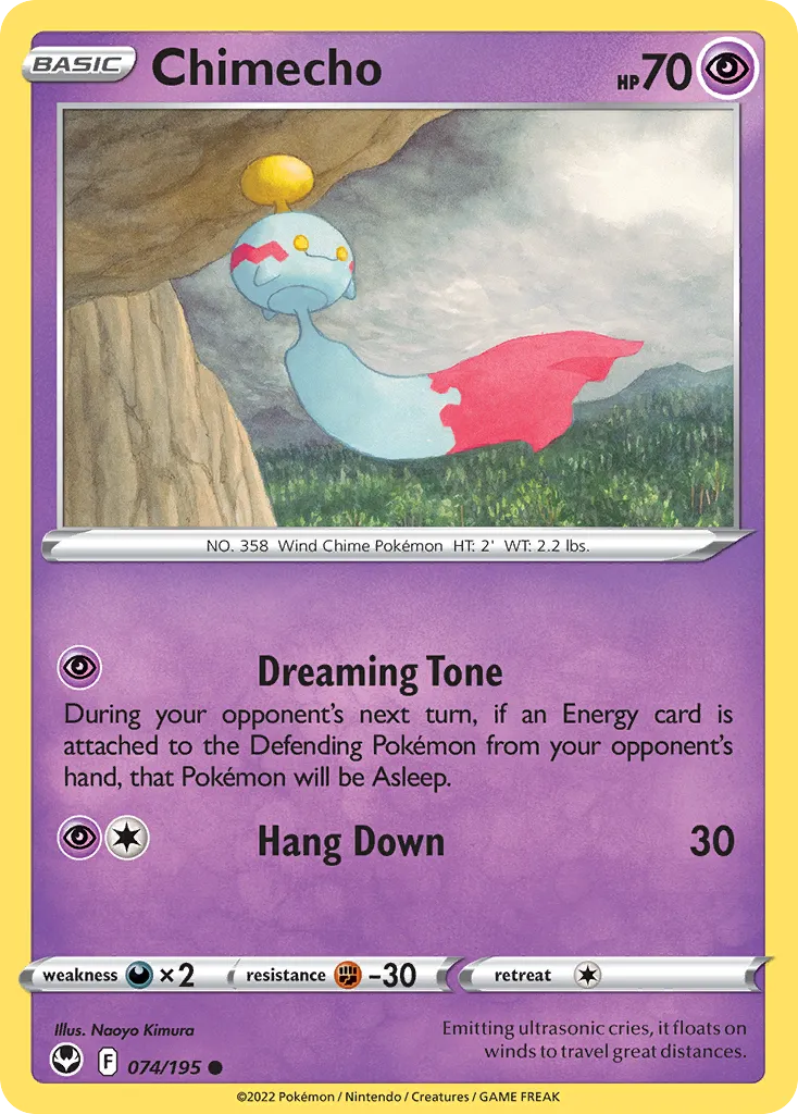 2022 Silver Tempest Chimecho Common #074/195 Common card image