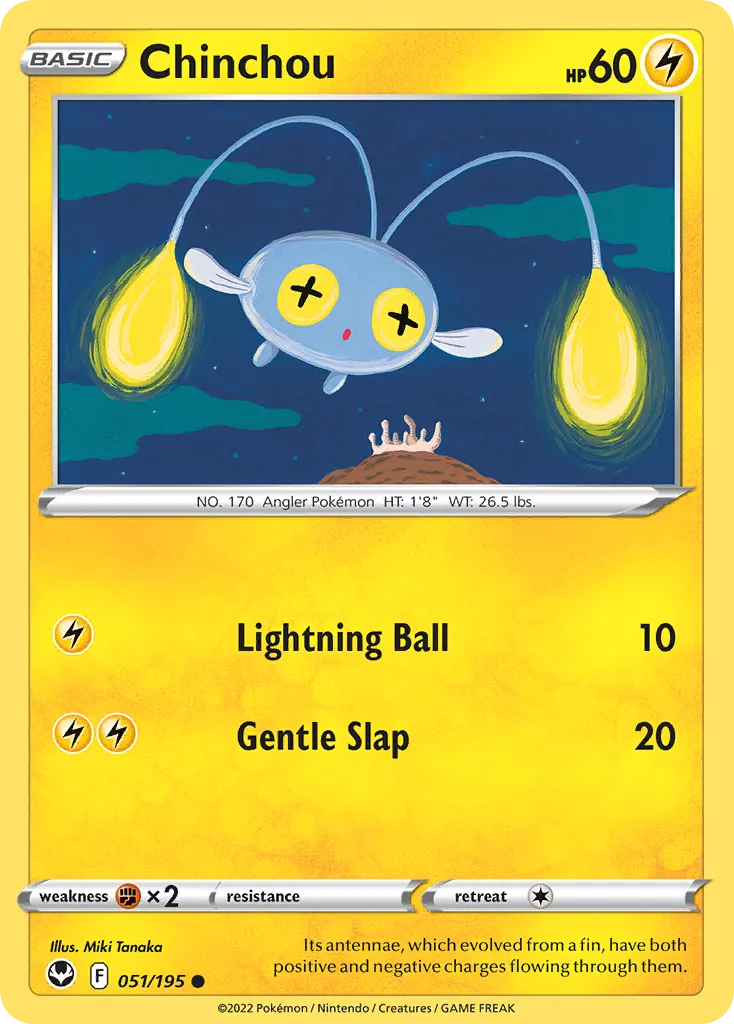 2022 Silver Tempest Chinchou Common #051/195 Common card image