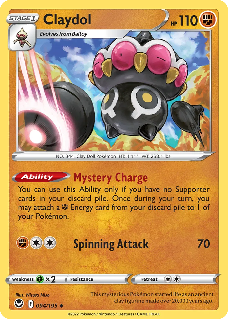 2022 Silver Tempest Claydol Uncommon #094/195 Uncommon card image