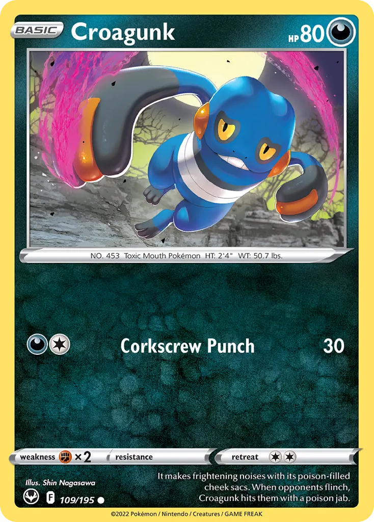 2022 Silver Tempest Croagunk Common #109/195 Common card image