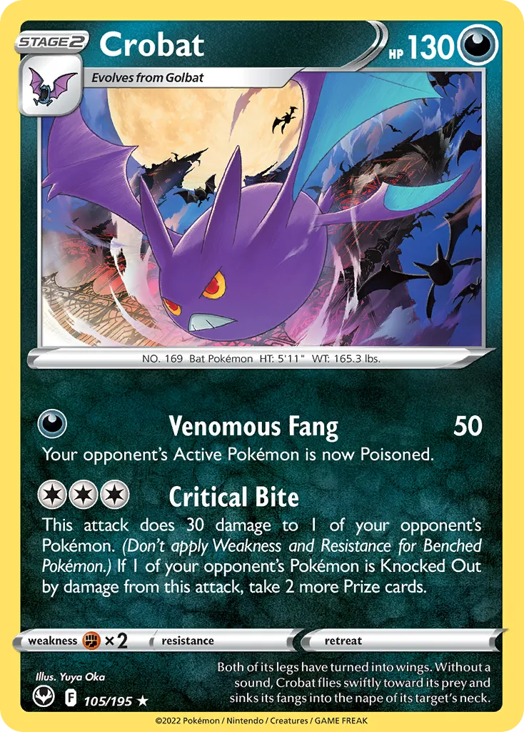 2022 Silver Tempest Crobat Rare Holo #105/195 Rare Holo card image