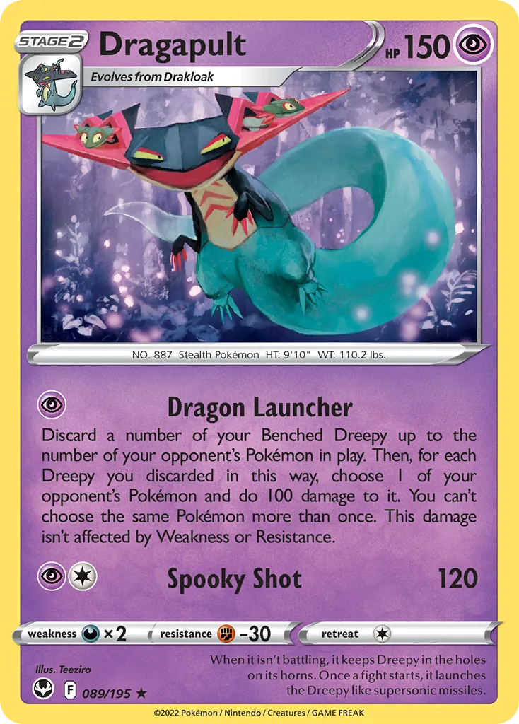 2022 Silver Tempest Dragapult Rare Holo #089/195 Rare Holo card image