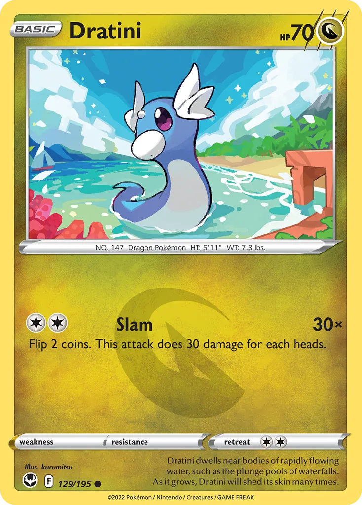 2022 Silver Tempest Dratini Common #129/195 Common card image
