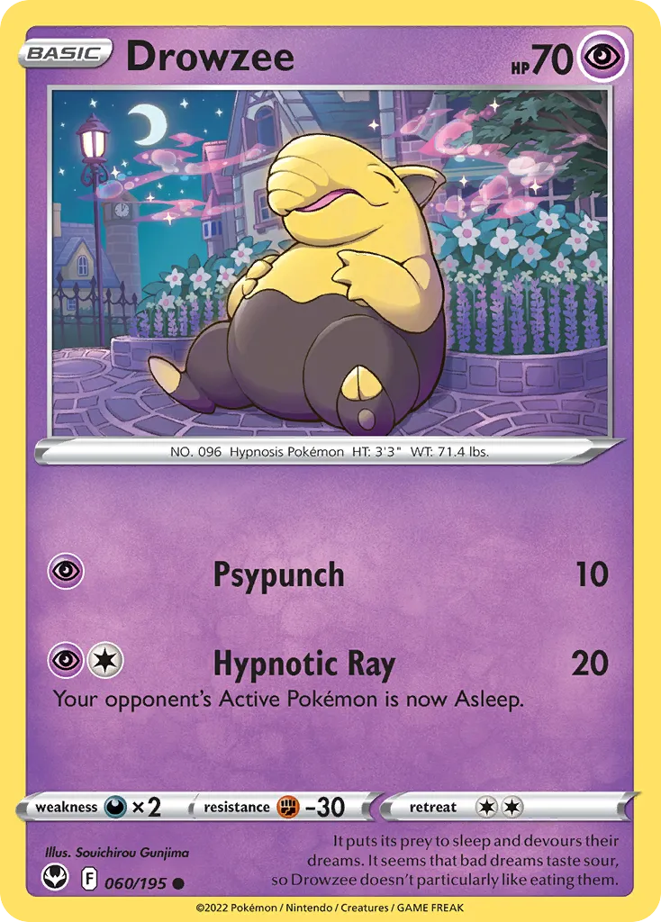 2022 Silver Tempest Drowzee Common #060/195 Common card image