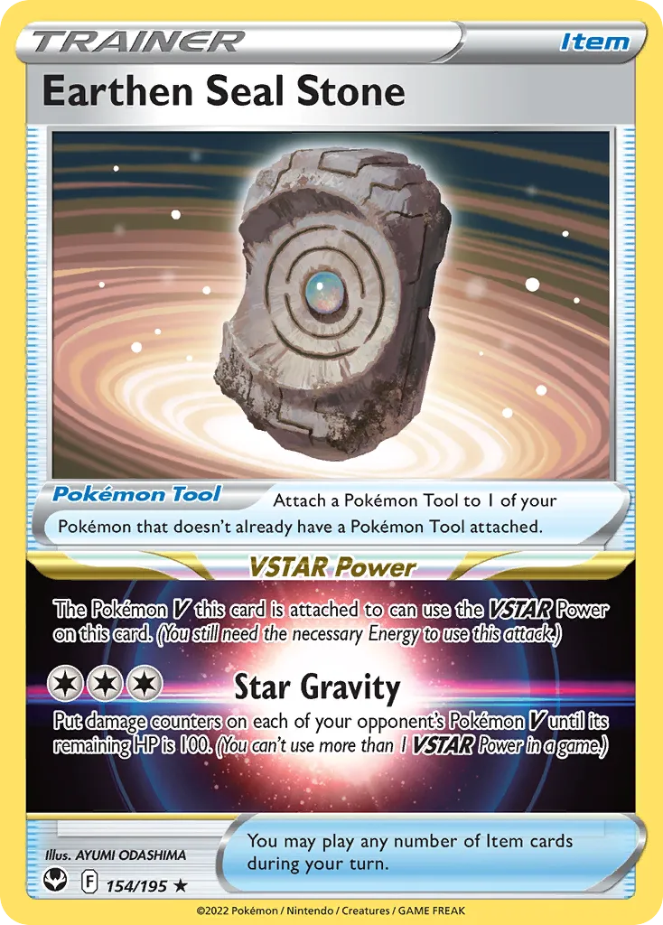 2022 Silver Tempest Earthen Seal Stone Rare Holo #154/195 Rare Holo card image