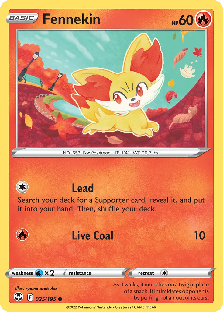 2022 Silver Tempest Fennekin Common #025/195 Common card image