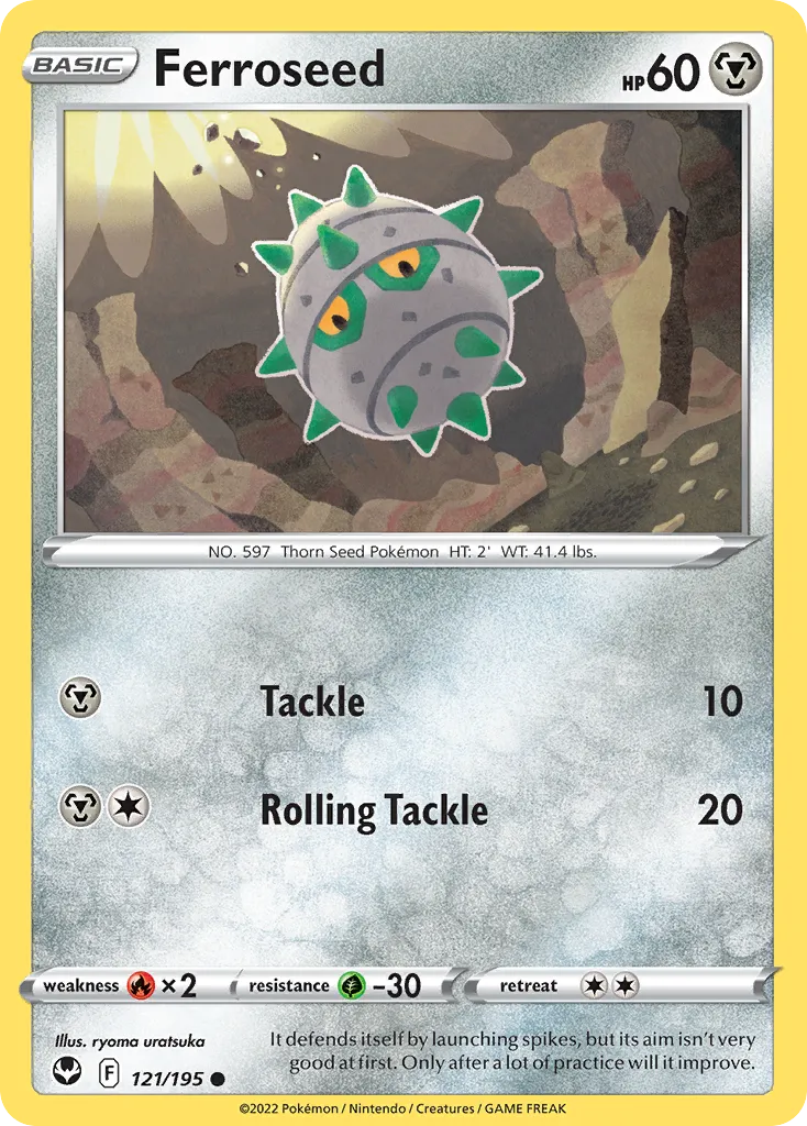 2022 Silver Tempest Ferroseed Common #121/195 Common card image