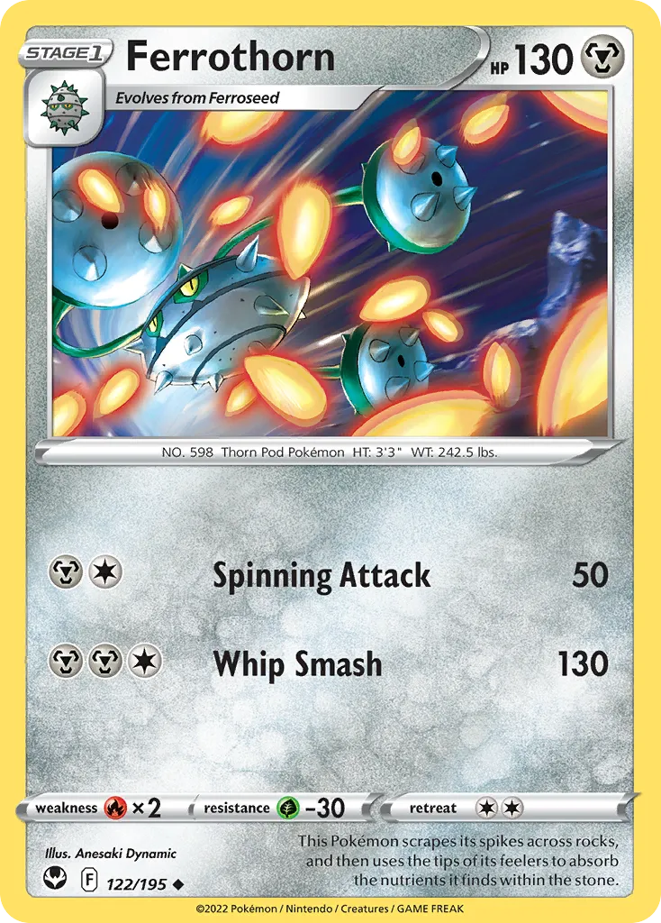 2022 Silver Tempest Ferrothorn #122/195 Uncommon card image