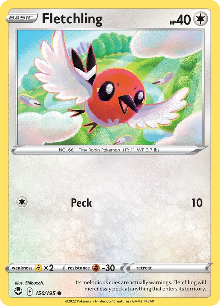 2022 Silver Tempest Fletchling Common #150/195 Common card image