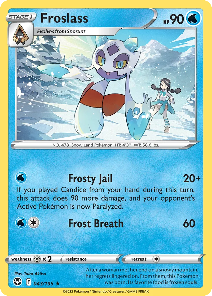 2022 Silver Tempest Froslass #043/195 Rare card image
