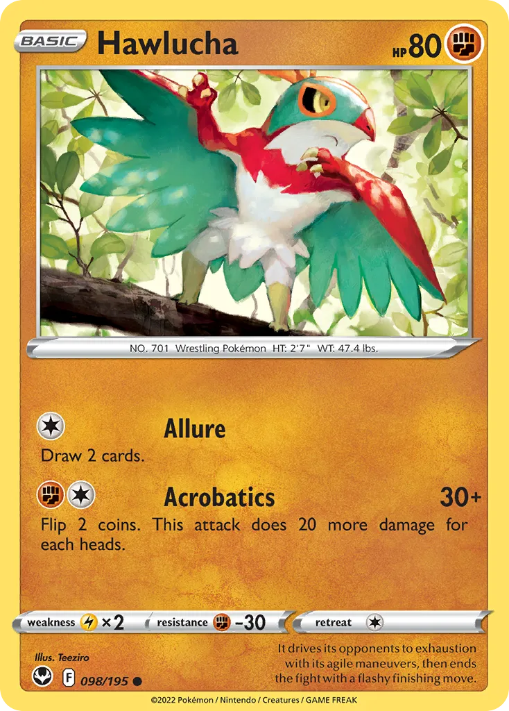 2022 Silver Tempest Hawlucha Common #098/195 Common card image