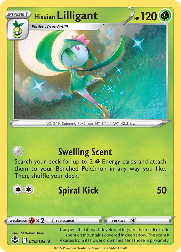 2022 Silver Tempest Hisuian Lilligant Rare #010/195 Rare card image