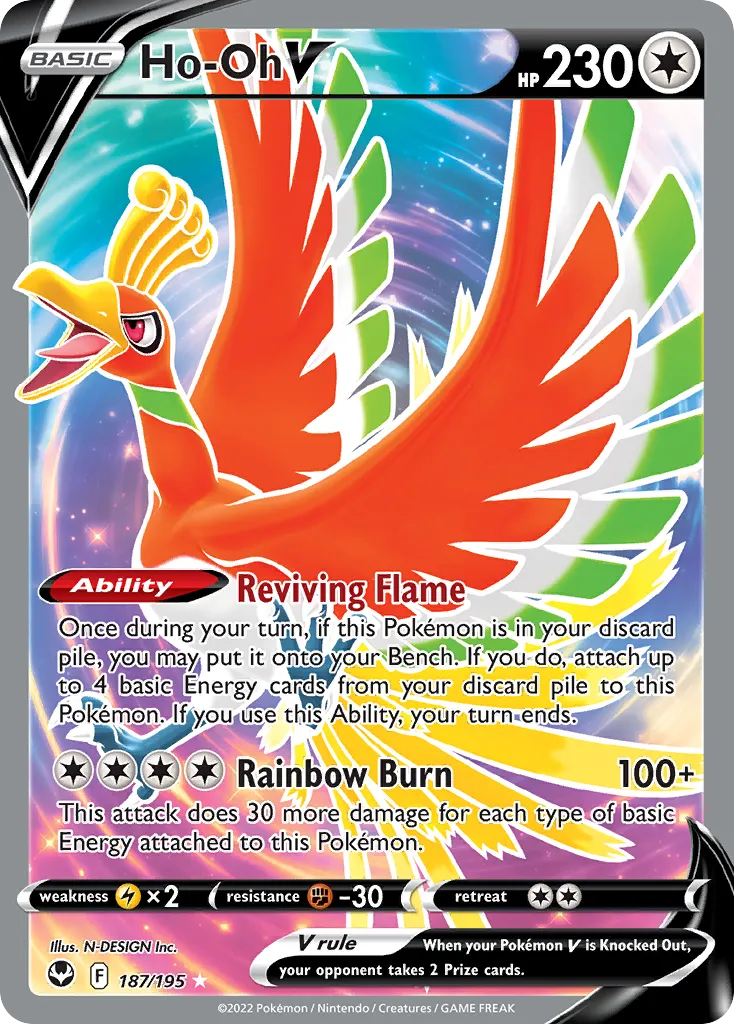 2022 Silver Tempest Ho-Oh V Rare Holo V #140/195 Rare Holo V card image