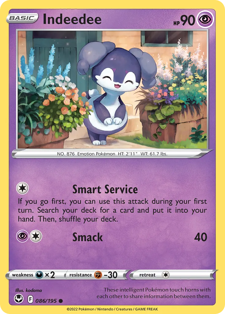 2022 Silver Tempest Indeedee Common #086/195 Common card image