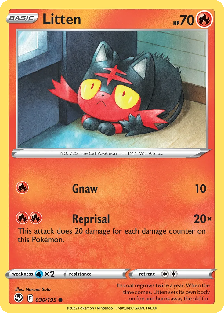 2022 Silver Tempest Litten Common #030/195 Common card image