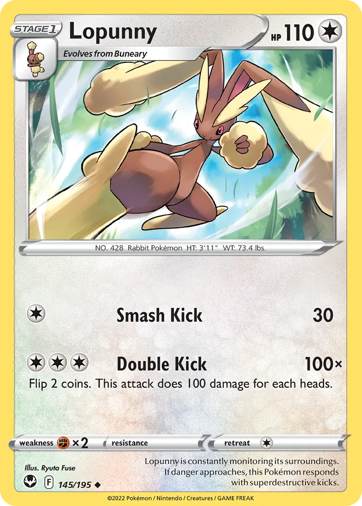 2022 Silver Tempest Lopunny #145/195 Uncommon card image