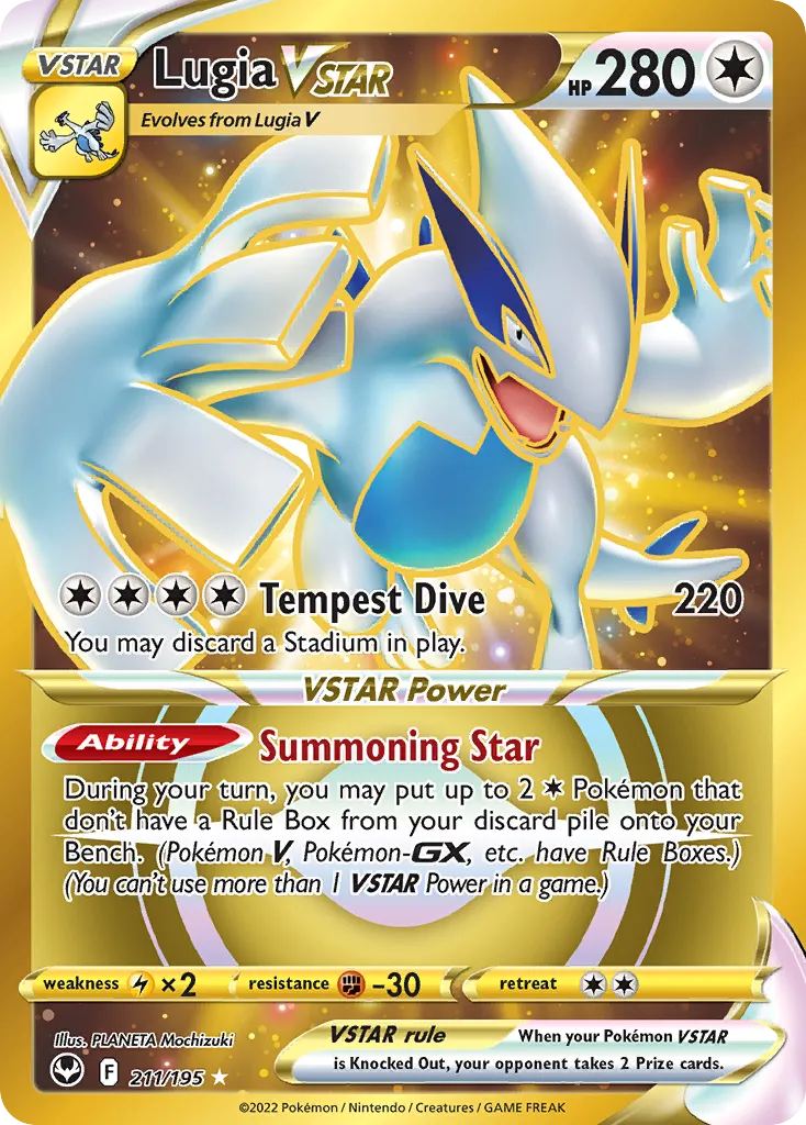 2022 Silver Tempest Lugia VSTAR #202/195 Rare Rainbow card image
