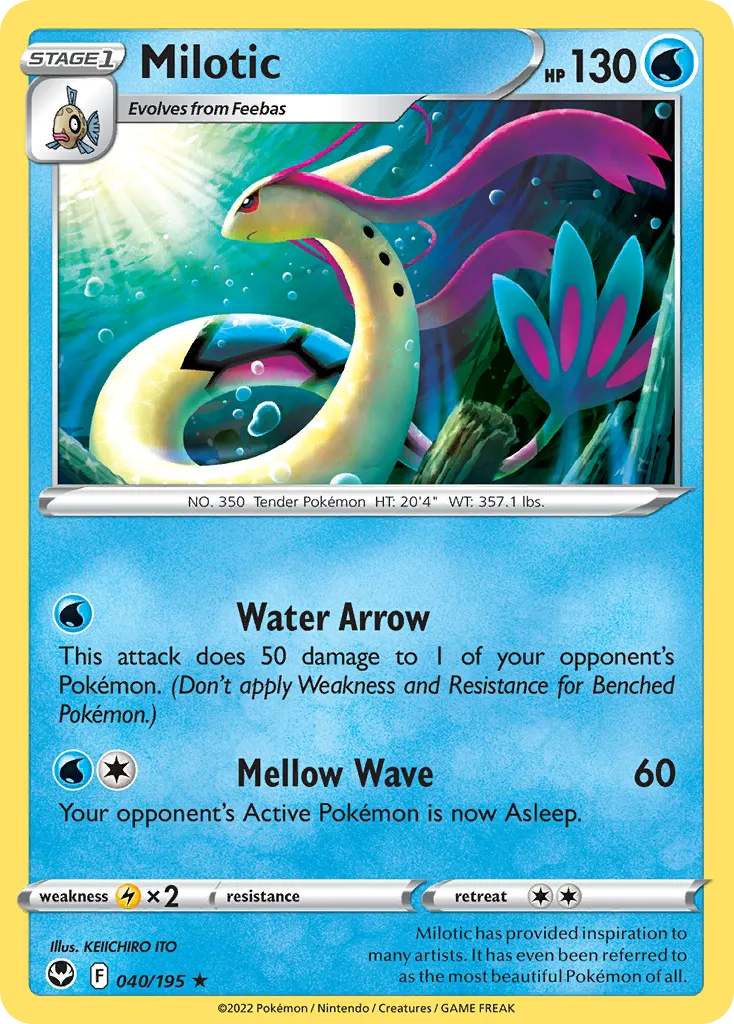 2022 Silver Tempest Milotic #040/195 Rare card image