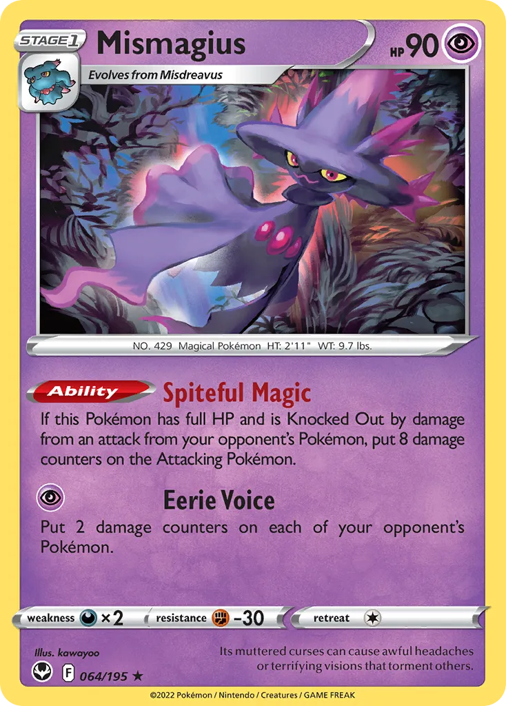 2022 Silver Tempest Mismagius #064/195 Rare card image