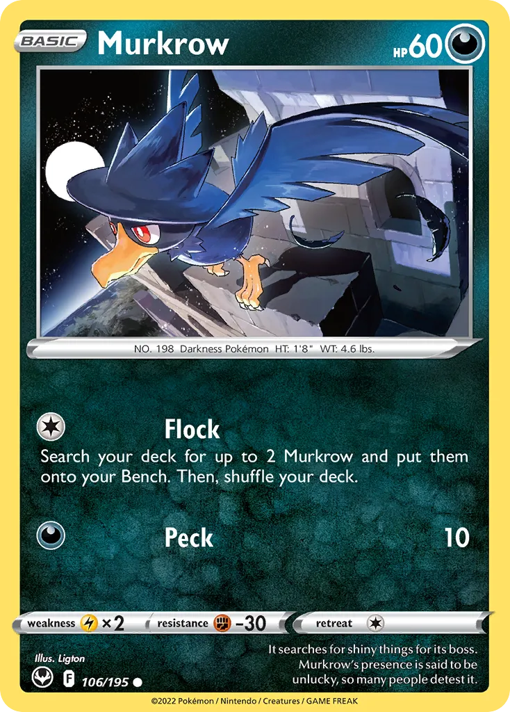 2022 Silver Tempest Murkrow Common #106/195 Common card image