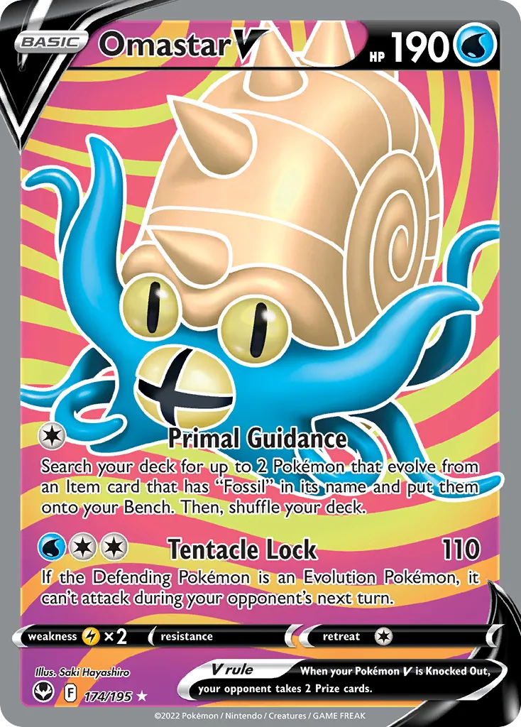 2022 Silver Tempest Omastar V #174/195 Rare Ultra card image
