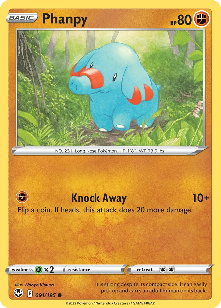 2022 Silver Tempest Phanpy Common #091/195 Common card image