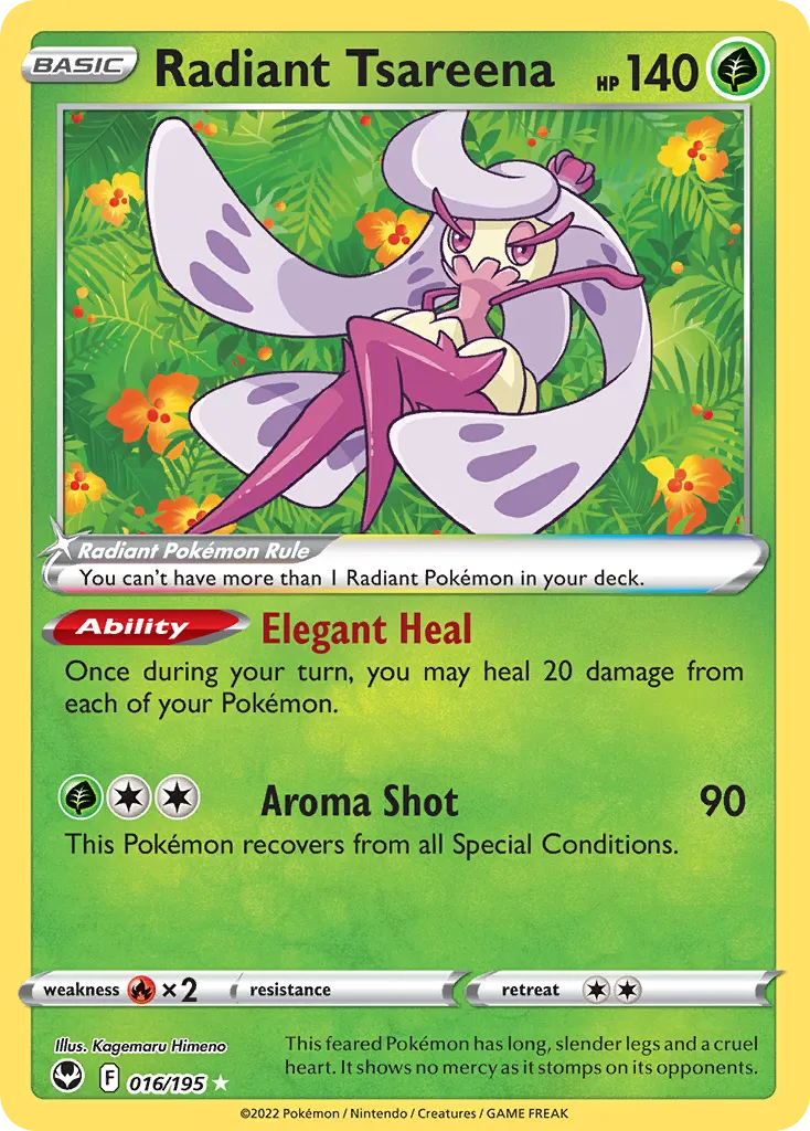2022 Silver Tempest Radiant Tsareena Radiant Rare #016/195 Radiant Rare card image